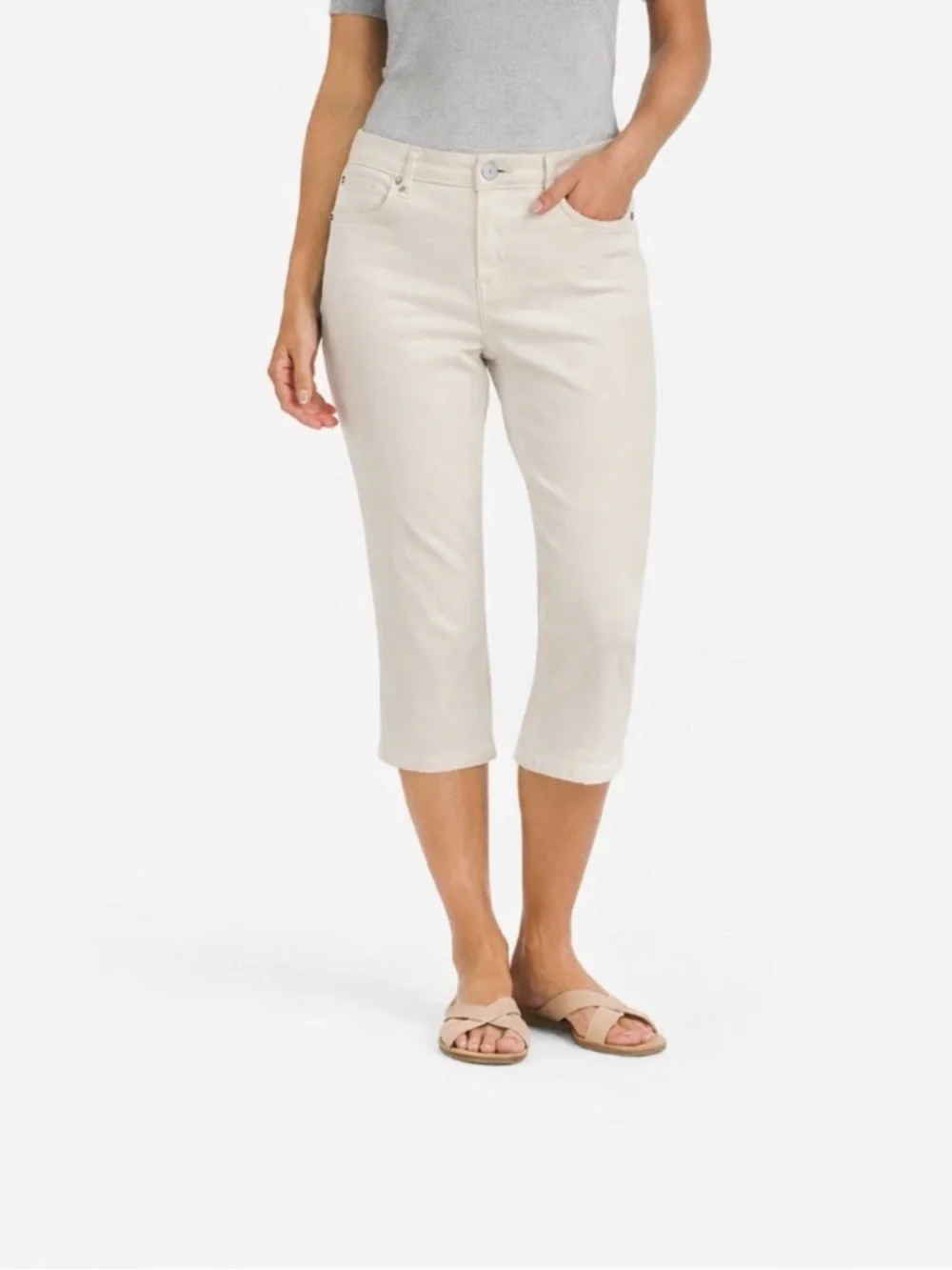 Gloria Vanderbilt Amanda Capri Jeans Womens 8 White Slimming Stretch Crop - Picture 3 of 9